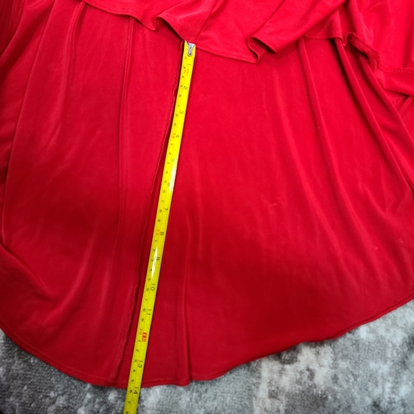 Vera Wang Red Sleeveless Formal Train  Form Fitting Ruched Off Shoulder Zip - Picture 11 of 11